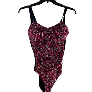 Emerald Bay Women's Diamond Print Multicolor One Piece Padded Swimsuit Size 18